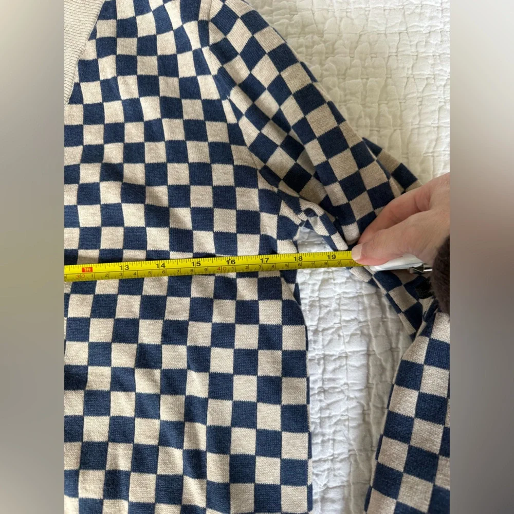 Kule Checkered V-Neck Cardigan Sweater - Picture 3 of 7